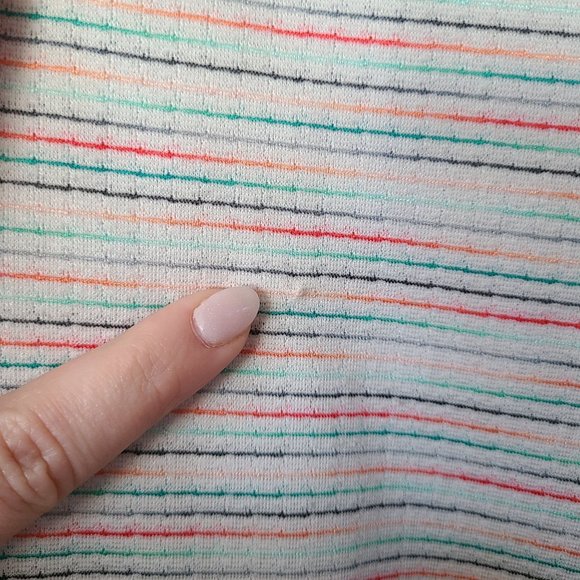 LOFT Petites US Women's Size XLP Rainbow Striped Flutter Sleeve Dress Stretch - Picture 6 of 11